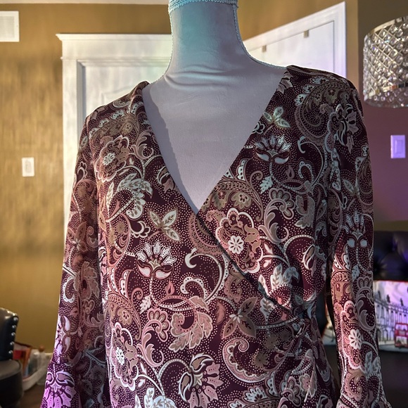 Hippie 60s style vintage patterned dress with ruffled sleeves - Picture 8 of 8